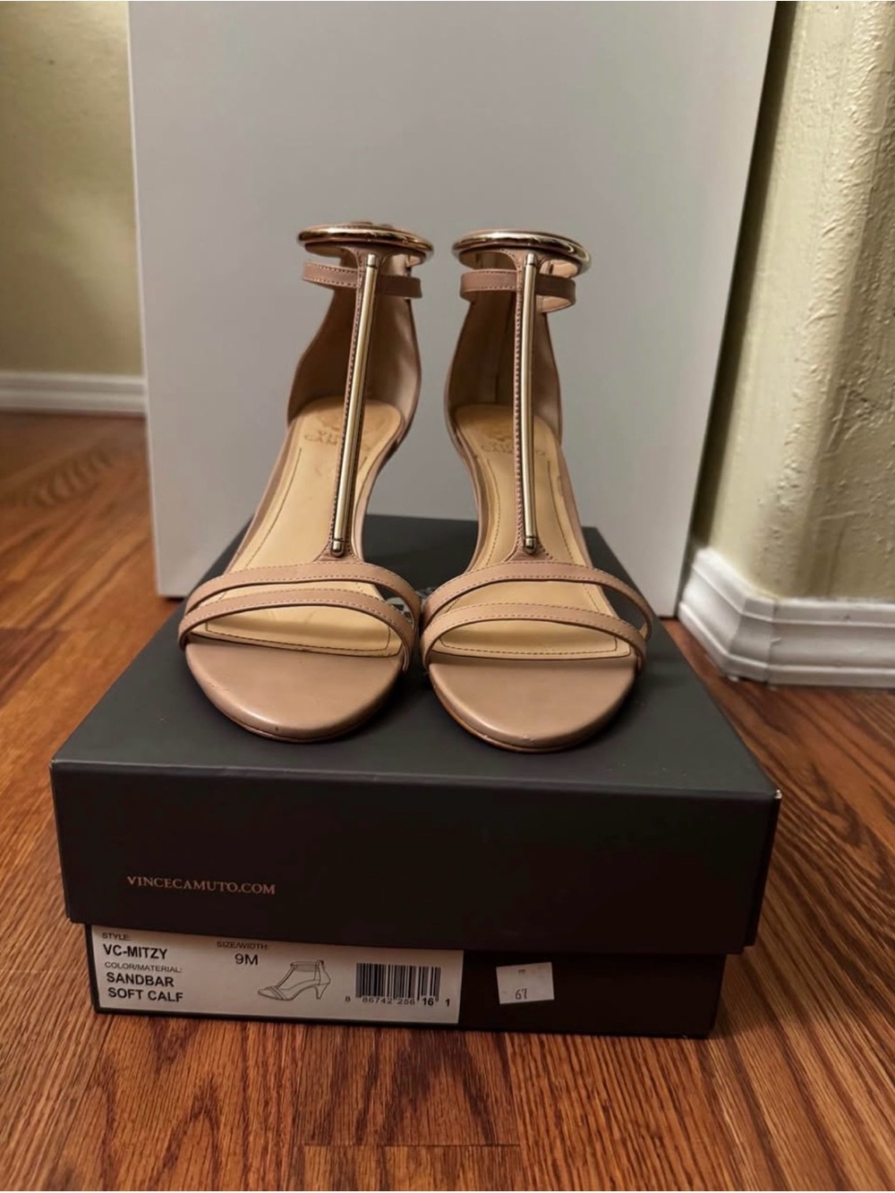 Women’s Nude T-Strap Kitten Heel Sandals - Picture 2 of 5